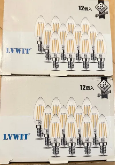LVWIT LEDフィラメント電球 12個入り2セット E12口金