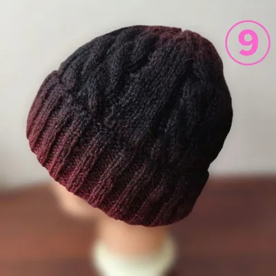 ハンドメイド ニット帽 ケーブル編み グラデーション