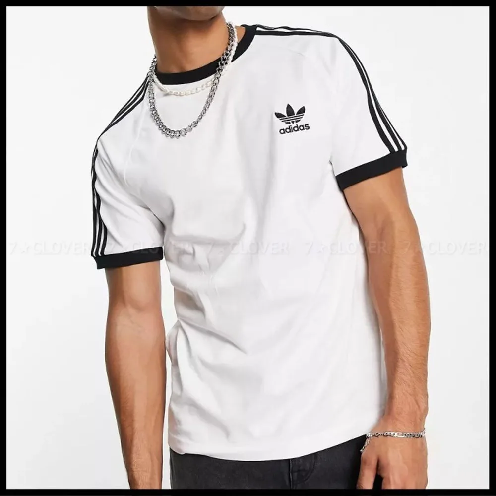 adidas originalsリンガーTシャツ半袖 Lトレフォイルロゴ ライン