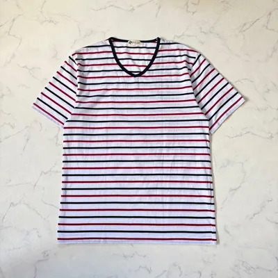 Natural Story/マルチボーダー/Vネック/半袖Tシャツ/LL