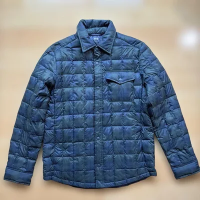 UNIQLO ウルトラライトダウンシャツジャケット 緑×紺 チェック 袋なし