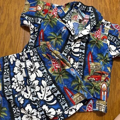 จัดส่งวันถัดไป❣️ การตั้งค่าเสื้อเชิ้ต RJC Kids Aloha 2T