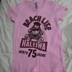 HALEIWA SURF ACADEMY Tシャツ ピンク くま