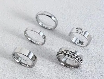 メンズ リング 5点セット 【シンプル!】 シルバーカラー 指輪 USサイズ11