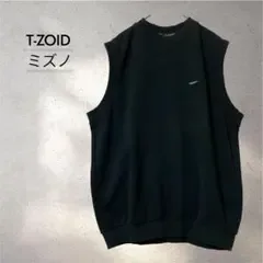 【美品】T-ZOID ミズノ ゴルフ Vネック ニットベスト 黒 M 刺繍ロゴ