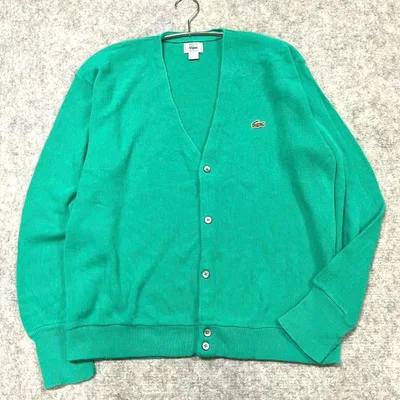【アメリカ製】LACOSTE ラコステ カーディガン 大きめ USA製 グリーン