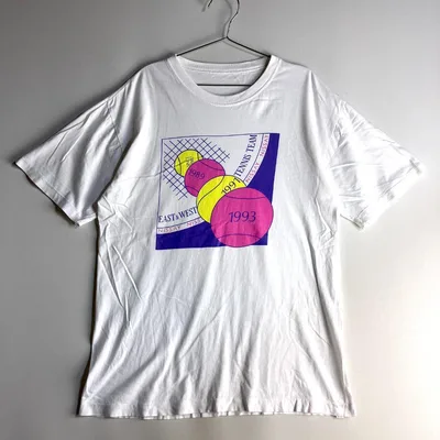 90s OLD ニッセイ テニス 1993 Tシャツ ART ラケット ボール