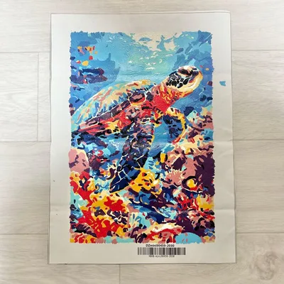 【完成品】数字絵 ナンバーペイント 海 亀
