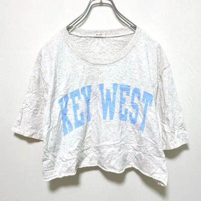 ★ ジョンガルト Tシャツ 丸首 半袖 グレー クロップド丈 カットオフ
