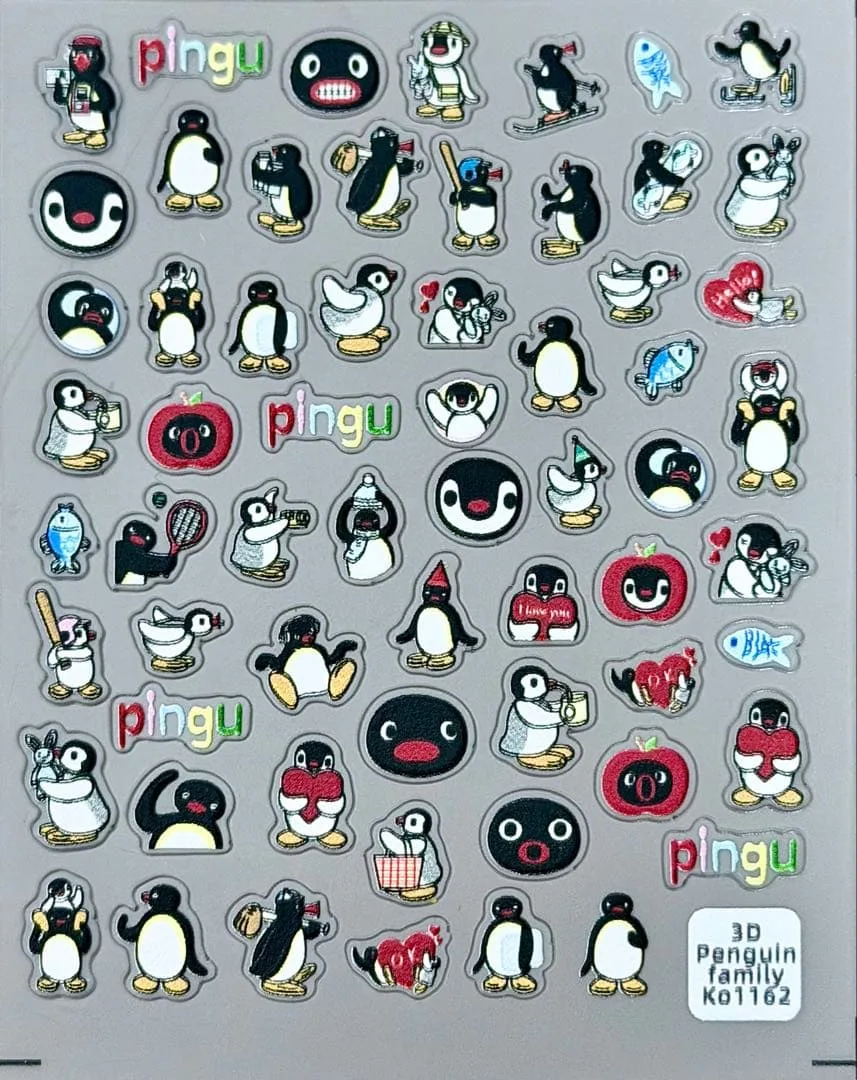 【902】ネイルシール 立体 PINGU ピングー キャラクター ペンギン