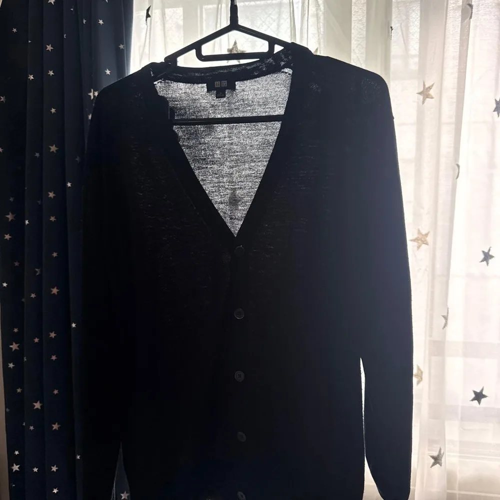 UNIQLO メンズ Vネックカーディガン ブラック L