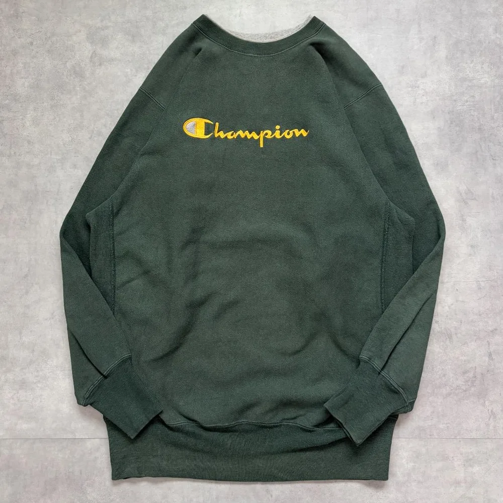 チャンピオン リバースウィーブ スウェット 90s USA 2XL 緑 黄色