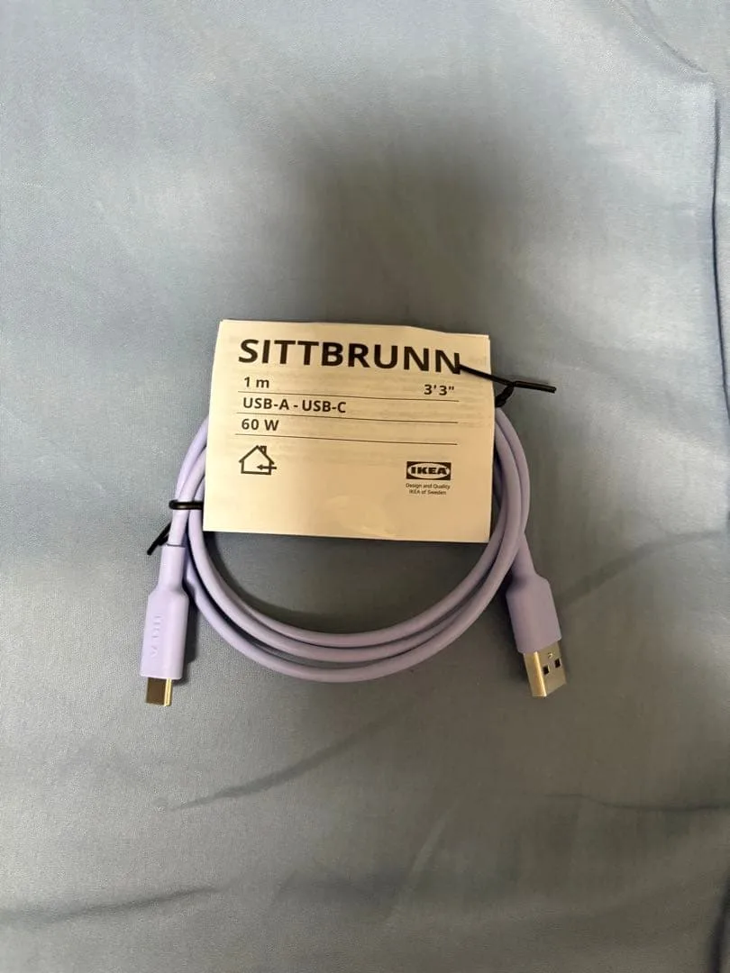 新品未使用品 IKEA 携帯 充電ケーブル 1.0m 60w ライラック