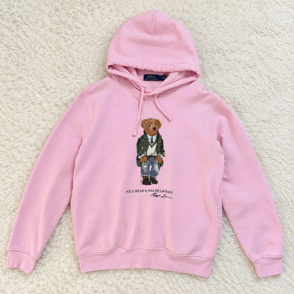 ポロラルフローレン ポロベア パーカー ピンク メンズ S 現行タグ 裏起毛
