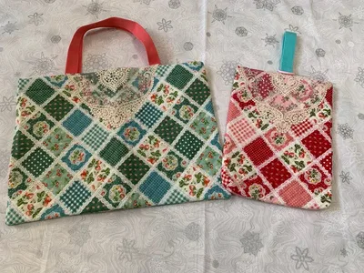 ハンドメイド レッスンバッグ 上履入れ 2点セット いちご柄