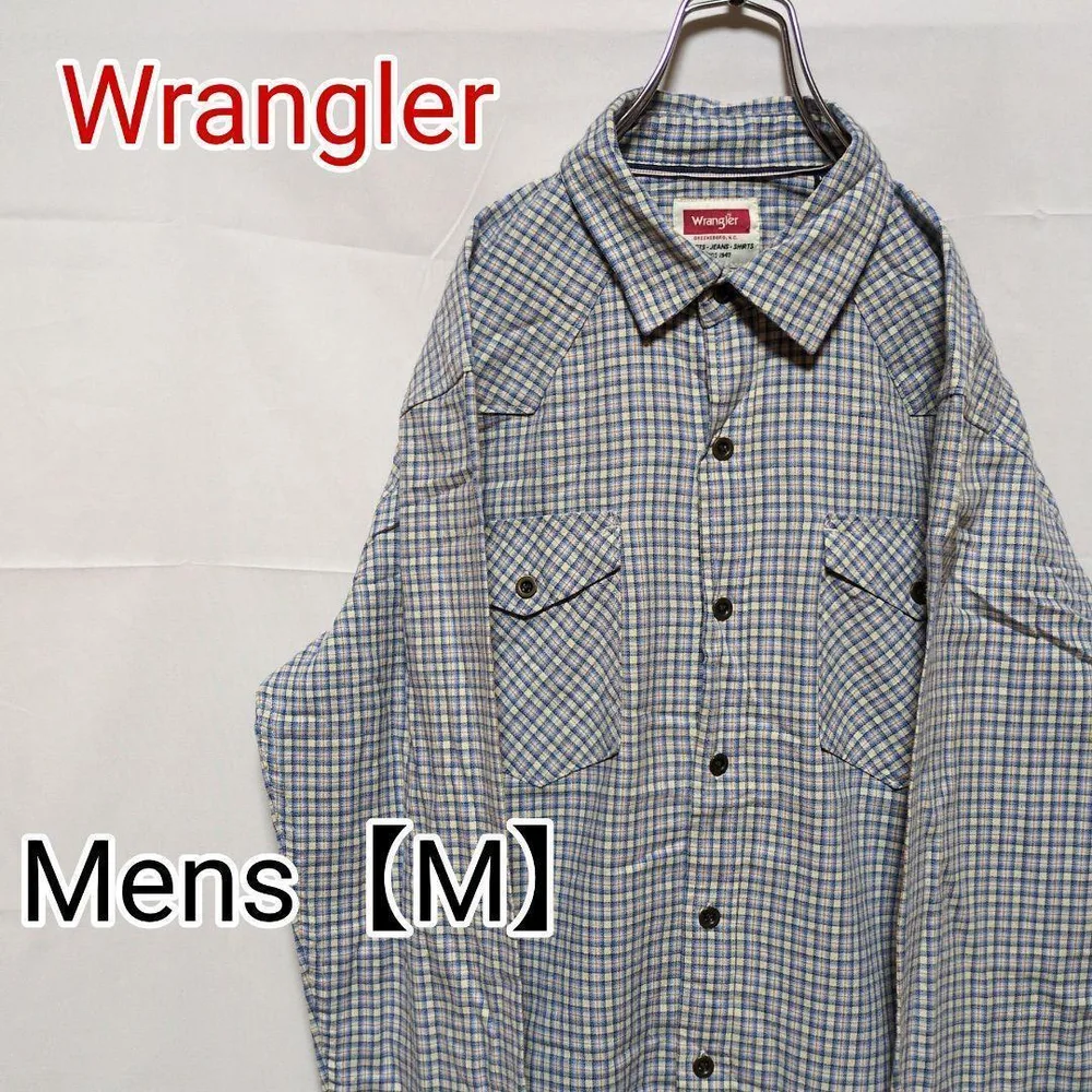 J103【US輸入】Wrangler(ラングラー) 長袖シャツ【М】水色チェック