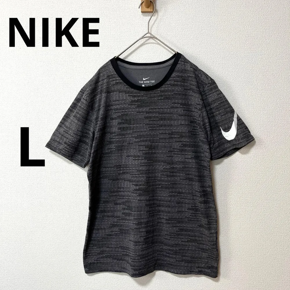 美品 NIKE ナイキ メンズ グレー L ロゴ NIKE TEE Tシャツ