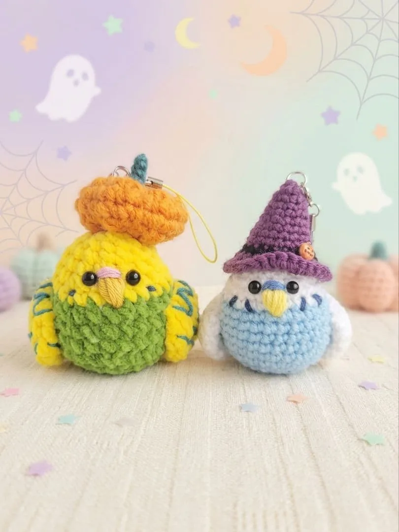 あみぐるみ ハロウィン セキセイインコ キーホルダー(ストラップ) 2個セット