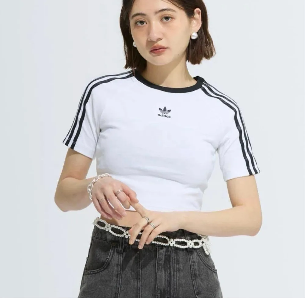 adidas スリーストライプス 半袖ベビ一Tシャツ ホワイト Lサイズ