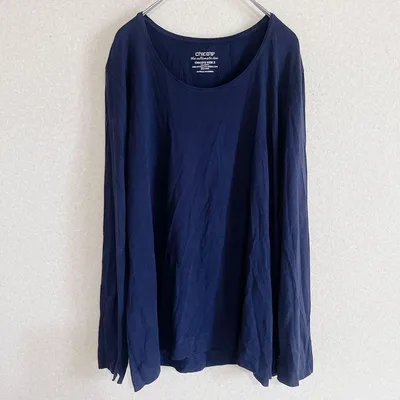 美品⭐️ カットソー クルーネック 長袖 L 紺 ネイビー レディース トップス