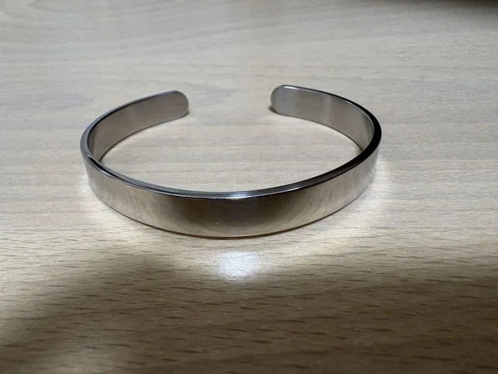 シルバーバングル マットステンレス オープン8mm シンプル ブレスレット