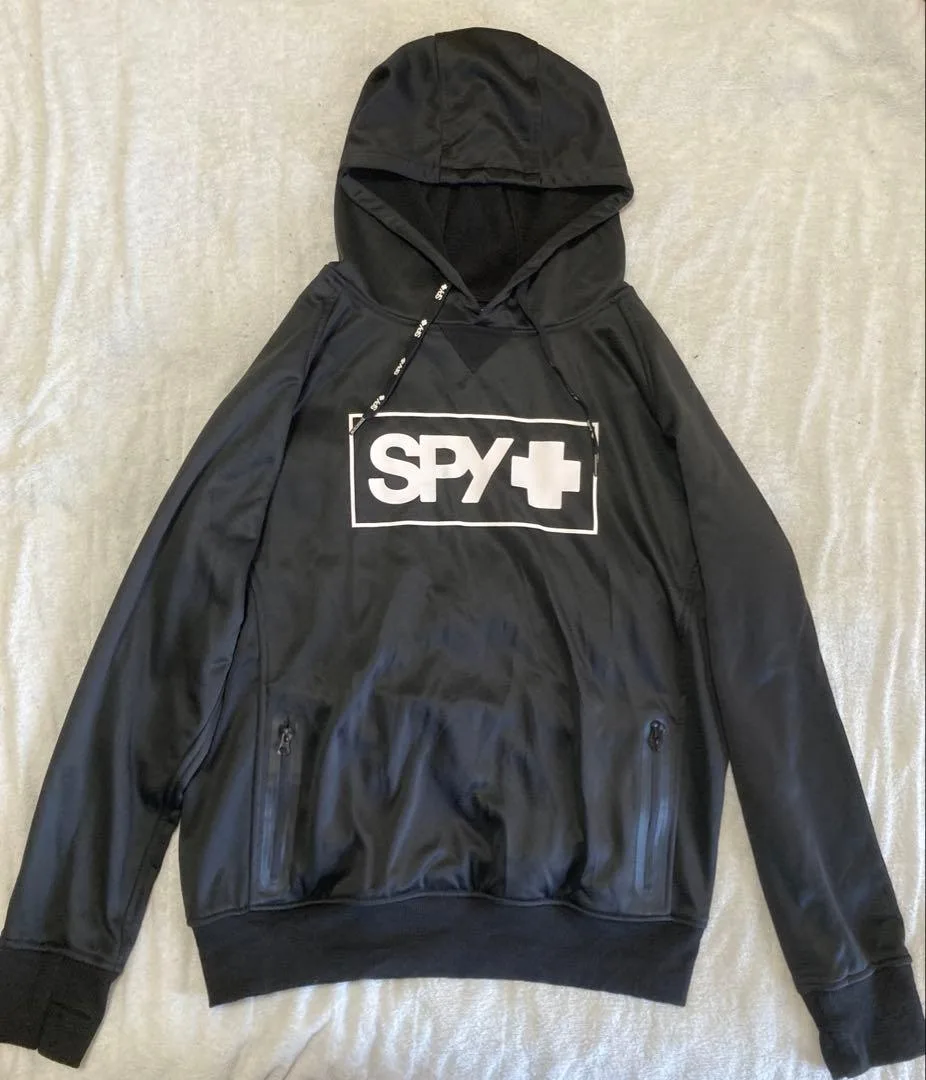 SPY+ 撥水 フーディー パーカー スノーボード 止水ジップ 黒 L相当