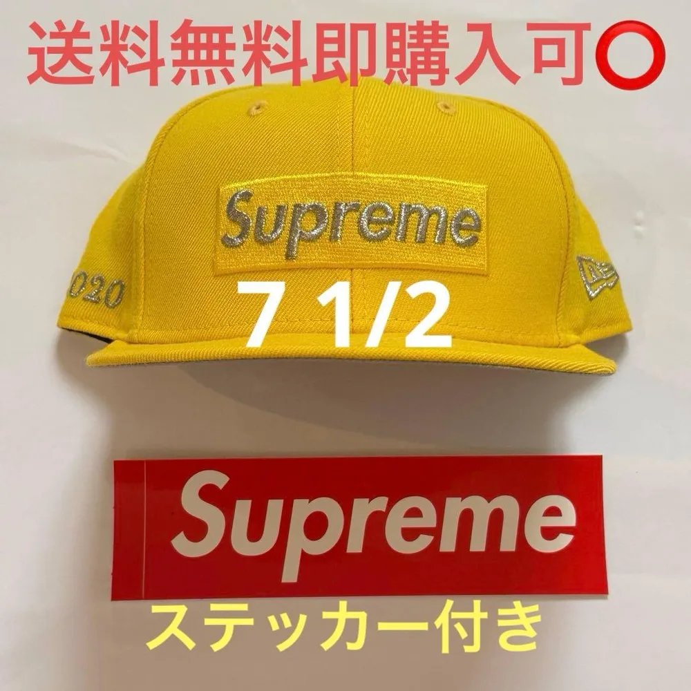 ★ステッカー付きsupreme ボックスロゴ ニューエラキャップ 7 1/2★