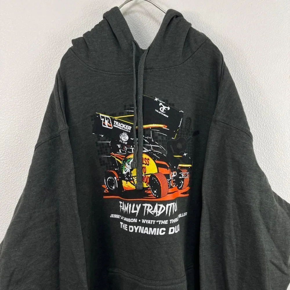 USA古着 bass pro shop レーシング パーカー グレー