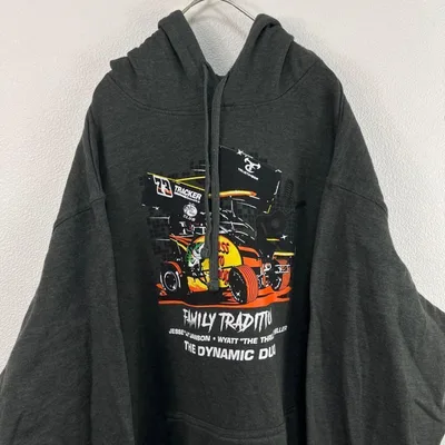 USA古着 bass pro shop レーシング パーカー グレー
