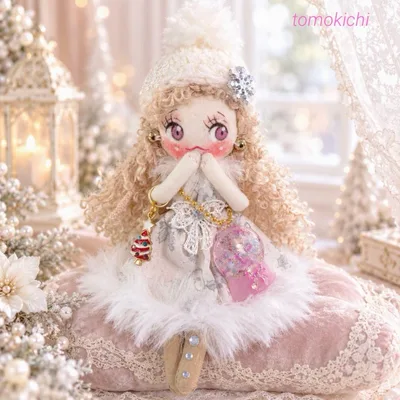 スノーホワイト⭐️クリスマス⭐️ドールチャーム⭐️ハンドメイド⭐️カントリードール⭐️4