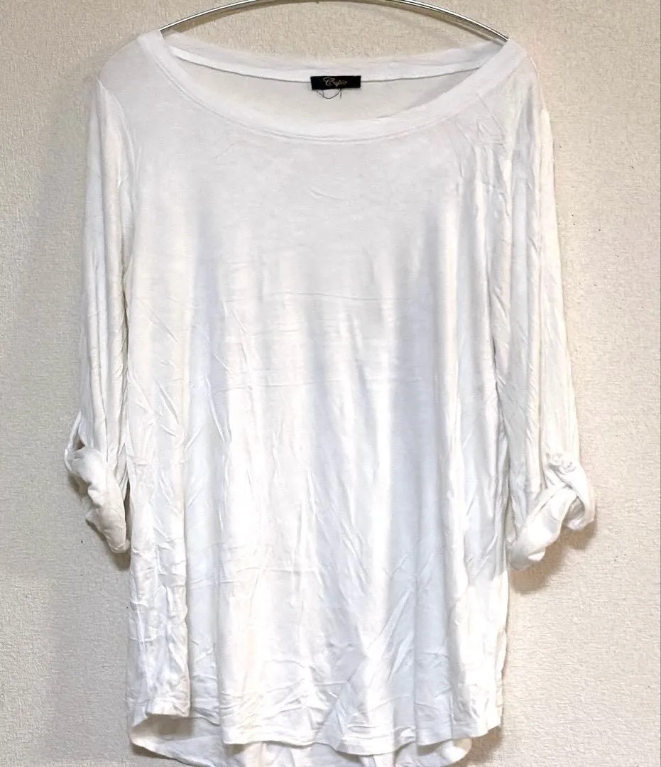 Cupio カットソー 長袖 白 ロールアップ シンプル