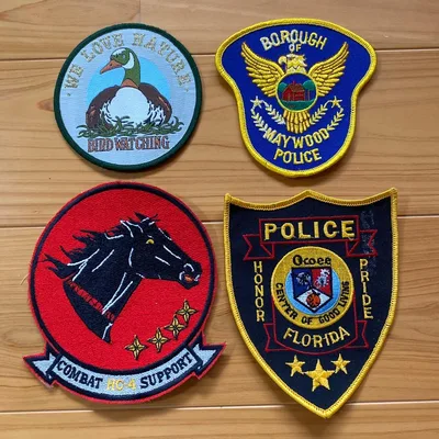 ヴィンテージワッペン4枚セット 刺繍パッチセット 警察・支援デザイン