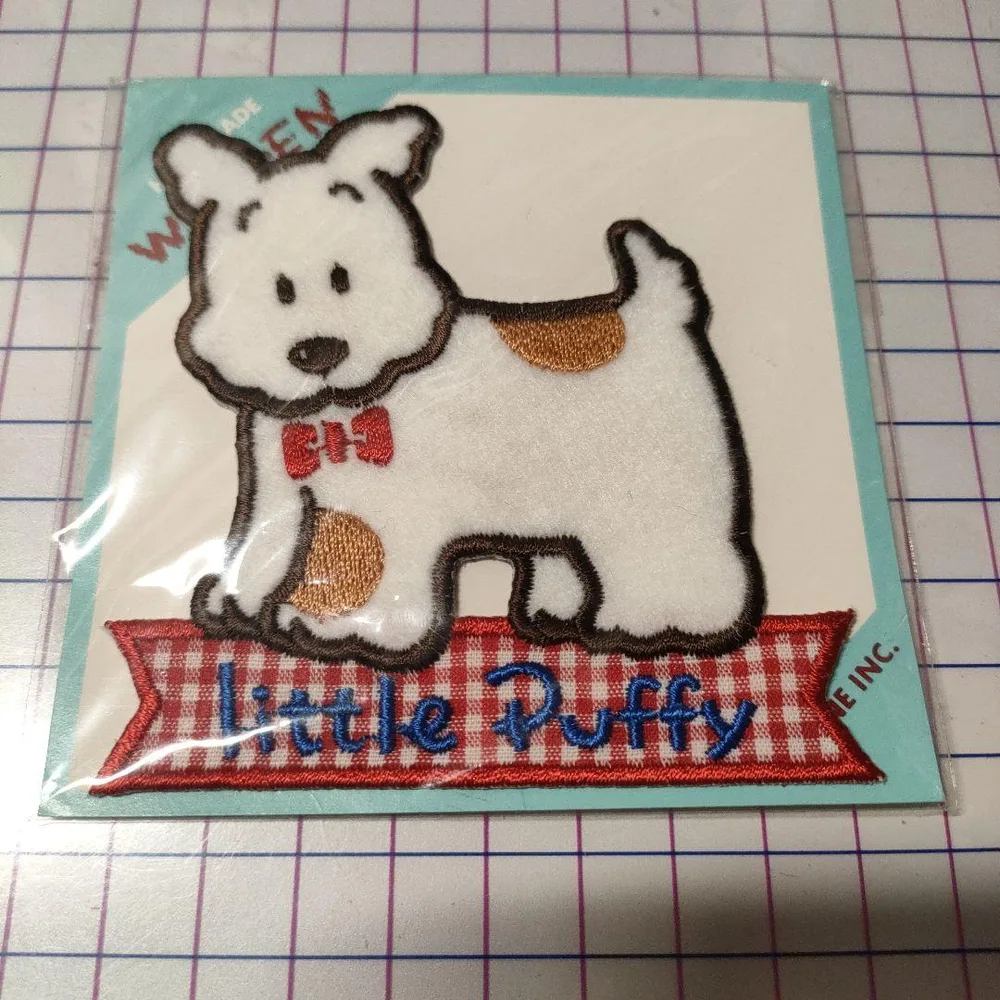 Little Puffy 刺繍ワッペン 犬 レトロ
