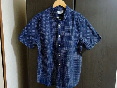 OLD NAVY 半袖シャツ ネイビー ドット柄 ボタンダウン 68