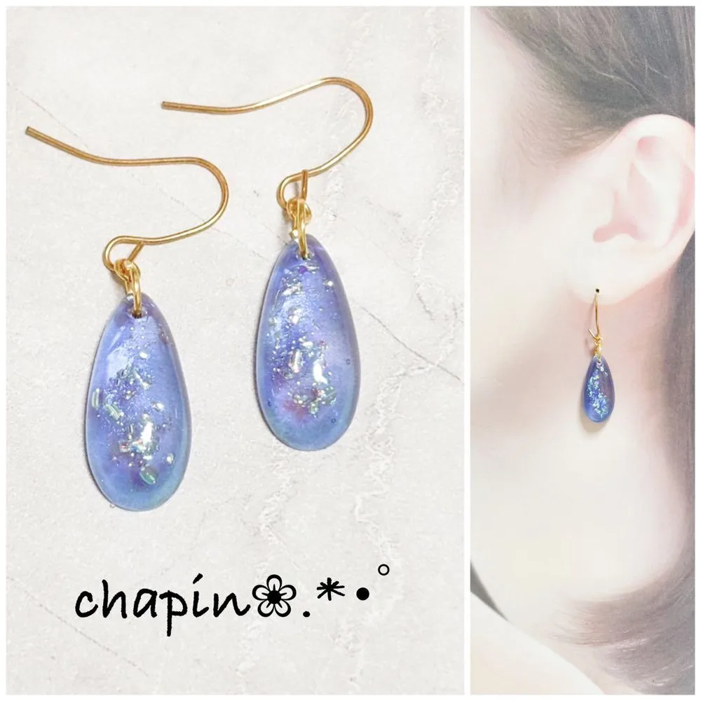 ( 2383 ) しずく レジン ピアス イヤリング