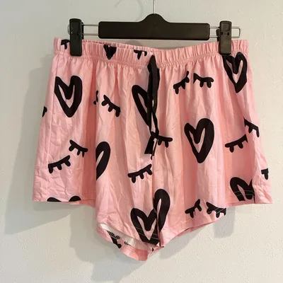 ショートパンツ ハーフパンツ 総柄 M 桃 ルームウェア ウェア リラックス