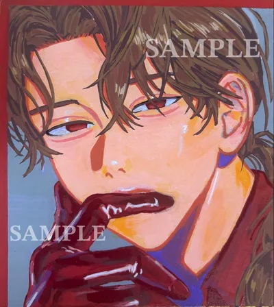手描きイラスト オリジナル アナログイラスト 男の子 色紙