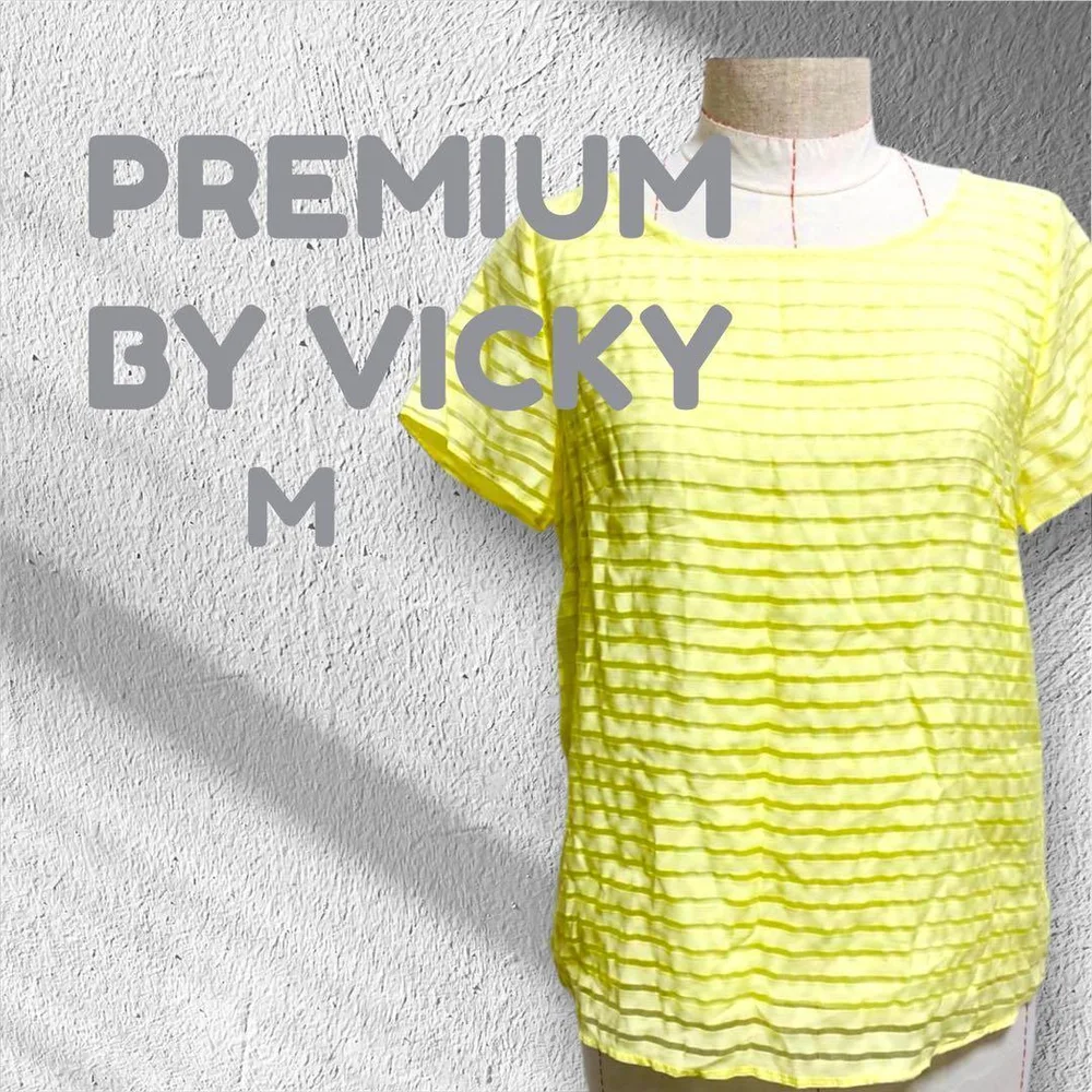 PREMIUM BY VICKY カットソー 春夏コーデ イエロー 透け感 M