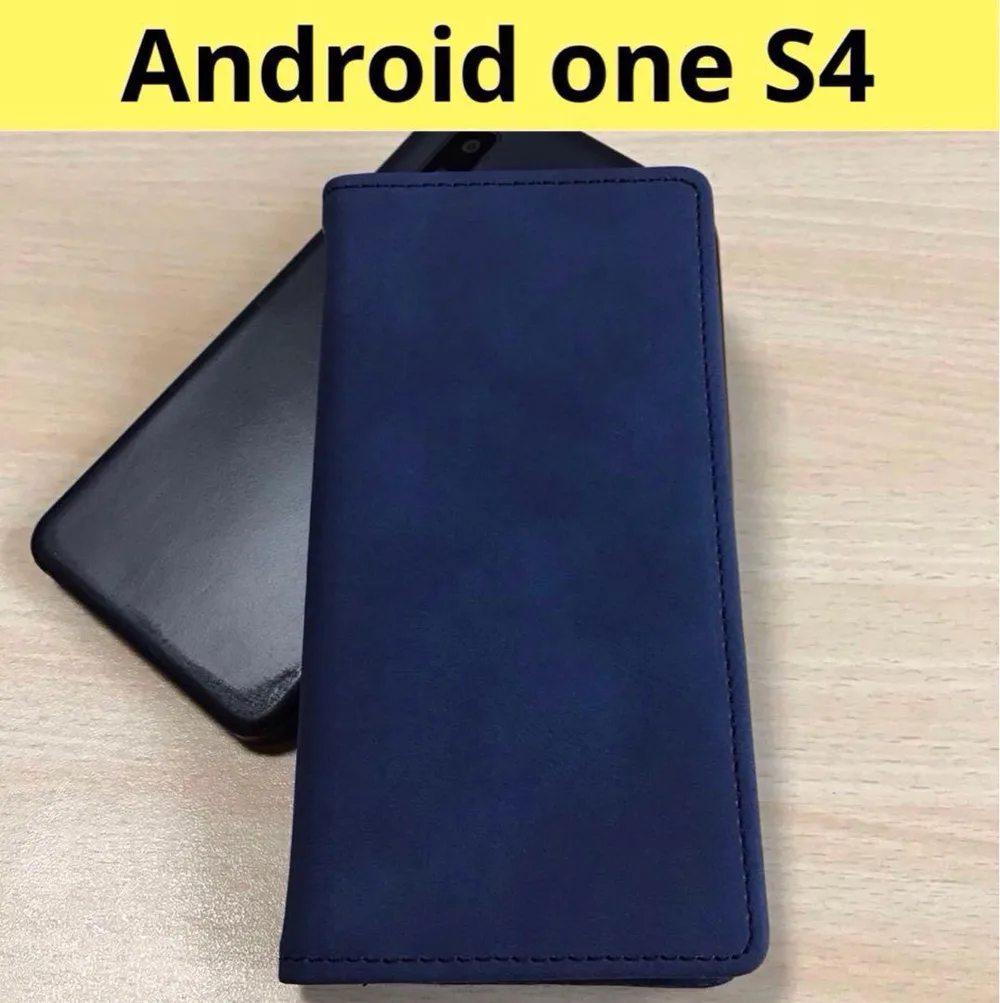【本日発送】Android one S4 手帳型スマホケース ネイビー 紺