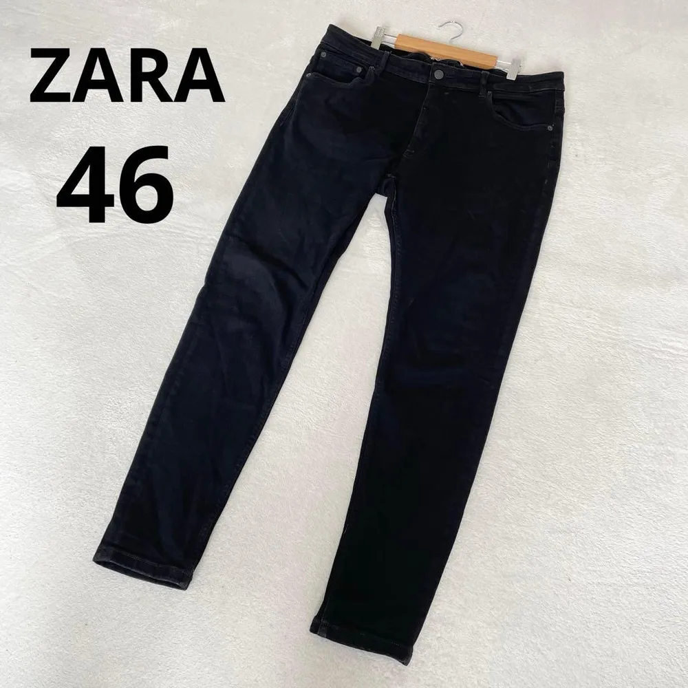 ZARA ザラ メンズ スキニー デニムパンツ 無地 ブラック 46 36