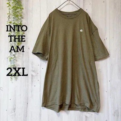 イントゥザエイエム ロゴ Tシャツ 丸首 半袖 2XL ゆったり 緑 綿