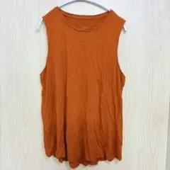 アニューデイ 無地 カットソー クルーネック ノースリーブ XL 茶 レーヨン