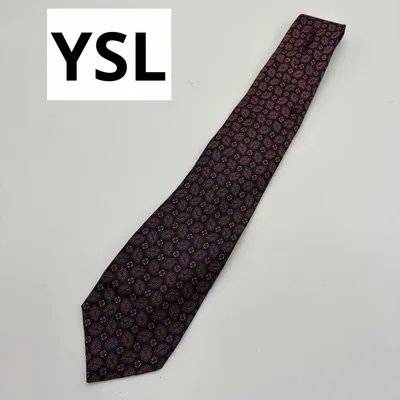 Yves Saint Laurent ネクタイ 総柄 ネイビー系