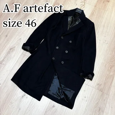 A.F artefact ダブルチェスターコート L相当 ブラック レザー切替