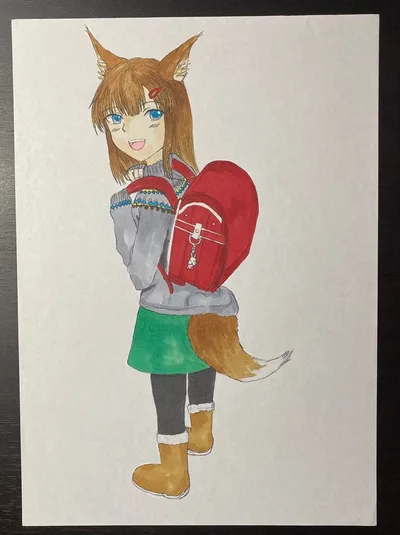 オリジナルイラスト 狐っ娘 コピック