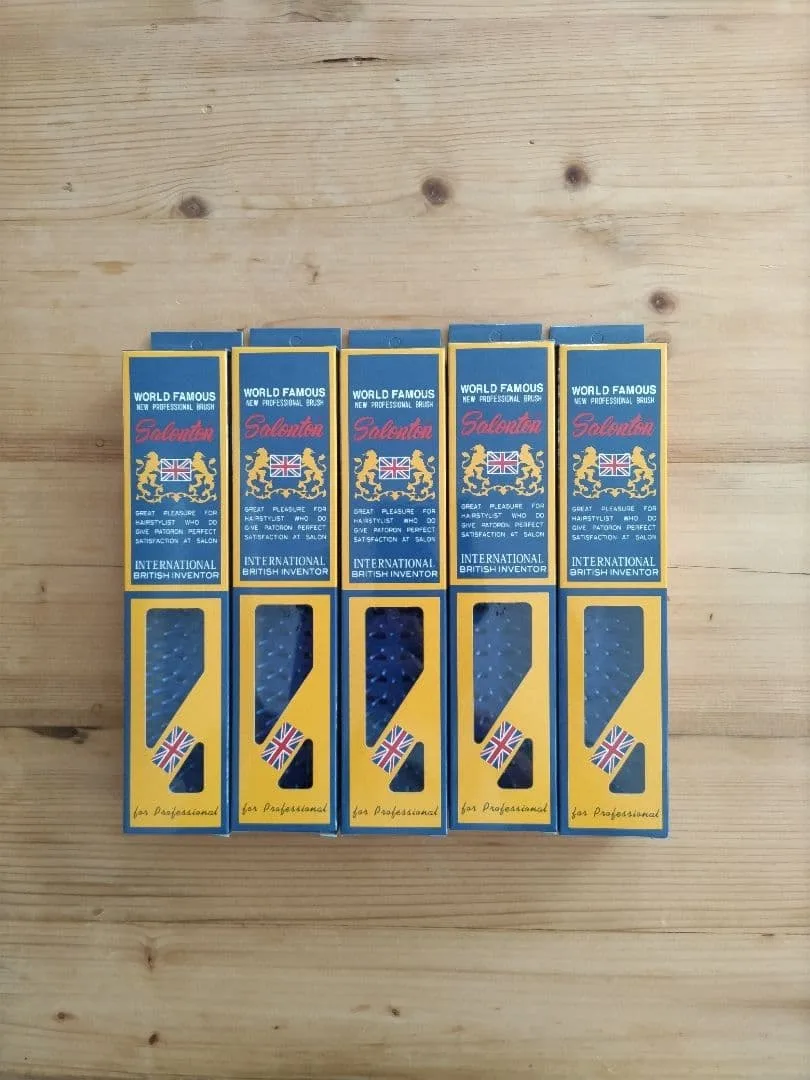【新品】サロントーン ヘアーブラシ ブルー 5本セット プロ仕様 スケルトン