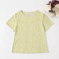エディーバウアー 綿100% 小花柄 半袖Tシャツ PM 黄緑