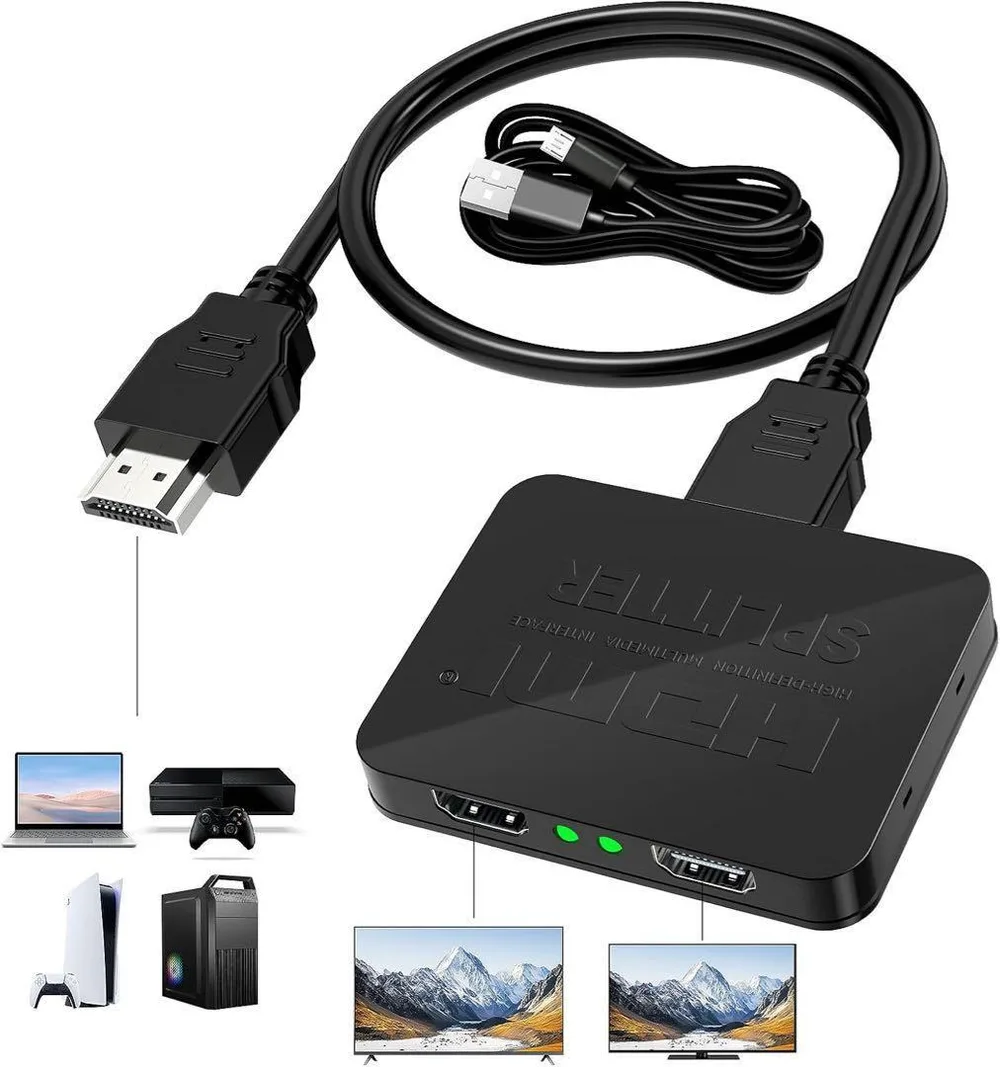 HDMI 分配器 4K 高画質 1×2 同時出力 3D 映像 プラグアンドプレイ