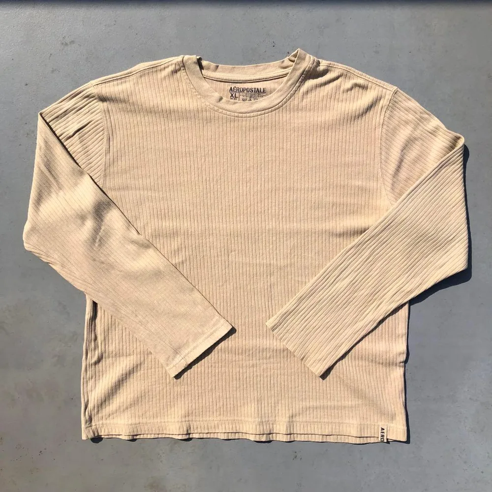 AEROPOSTALE リブ長袖カットソー ベージュ XLサイズ