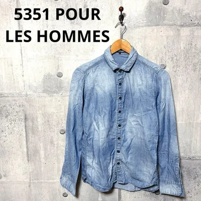 5351 POUR LES HOMMES メンズ デニム風リネンシャツ 1